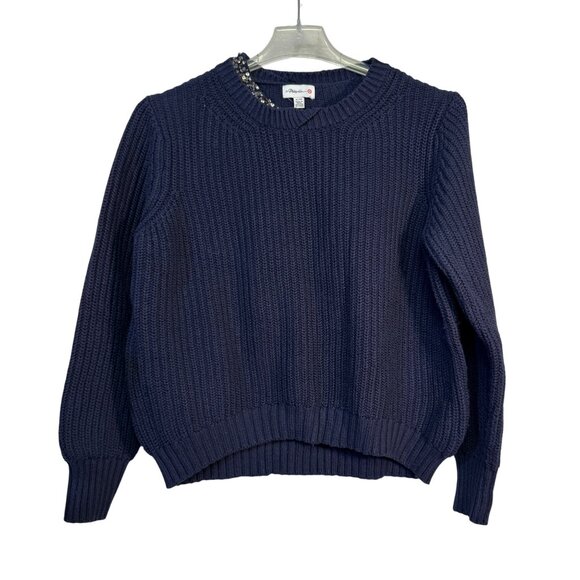 3 1 Phillip Lim Target Size XL Navy Blue Embellished Neck Sweater - Picture 1 of 5